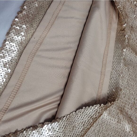 LULU'S dress sequin launch halter neck mini gold XL - Picture 9 of 11